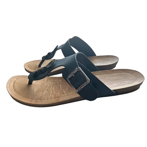 Blowfish Malibu Blue T Strap Sandal Braided Adjustable Buckle Cork Sole Size 8.5 - Picture 2 of 7